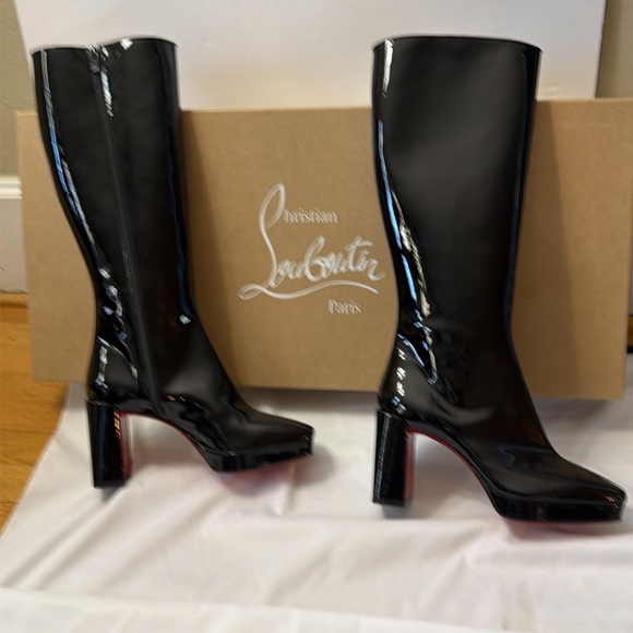 Christian Louboutin alleo botta 90 patent tall boots black EU39/US9 - Picture 2 of 13